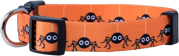 Native Pup Halloween Dog Collar- Spooky Fall Themed Horror Costume Collars- Skull, Pumpkin, Ghost, Bat, Witch, Candy Corn, Spider- Adjustable for Small, Medium, Large Breeds (Medium, Spiders)