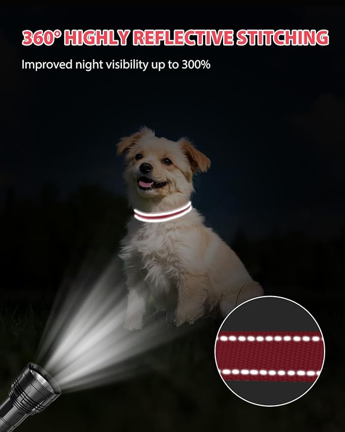 Joytale Small Dog Collar, Reflective and Adjustable Nylon Collar with Quick-Release Buckle, Lightweight No-Choke Design for Small Dogs, Red, 5/8" Width