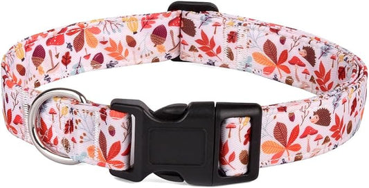 Dog Collar, Adjustable Dog Collar for Small Medium Large Dogs, Cute Puppy Collar for Boy and Girl Dogs, Cute Design for Boys Girls Male Female Dog Pet Collar(Leaves,M)