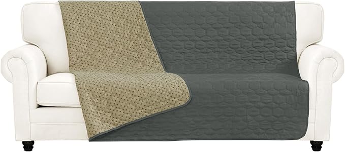 PureFit 100% Waterproof and Anti-Slip Dog Bed Cover, Washable Pet Blanket, Stain Resistant Sofa Couch Furniture Protector Cover for Kids, Dog, Cat (68x82 Inch, Dark Grey)