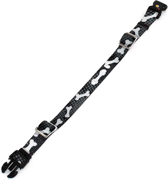Extreme Dog Fence Replacement Containment and Training Collar Strap for Most Underground Electric Dog Fence Brands - Black Bones (Medium: 13" - 18" x 3/4")