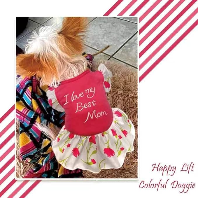 XPUDAC 4 Pieces Dog Dress Girl Clothes for Small Dogs Girl Flower Dresses for Small Dogs Apparel Colorful Dog Clothes Female (XXS, 4 Flower)