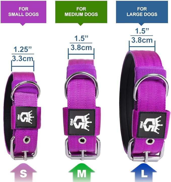 TSPRO Tactical Dog Collar 1.5 Inch Wide Thick Dog Collars with Heavy Duty Metal Buckle, Durable, Strong, Adjustable for Medium to Large Dogs (Pink L)
