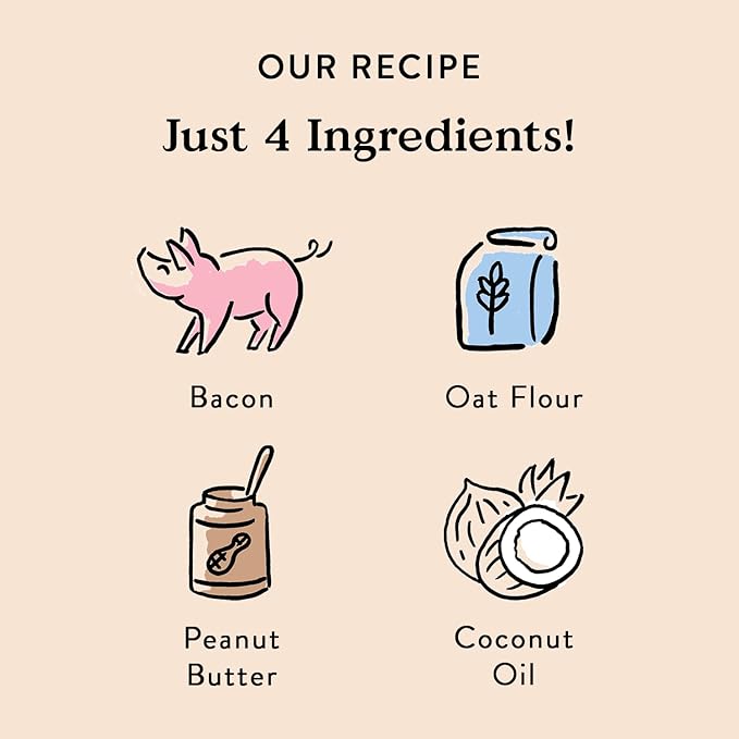 Bocce's Bakery Oven Baked Bac'N Nutty Treats for Dogs, Everyday Wheat-Free Dog Treats, Made with Real Ingredients, Baked in The USA, All-Natural PB & Bacon Biscuits, 5 oz