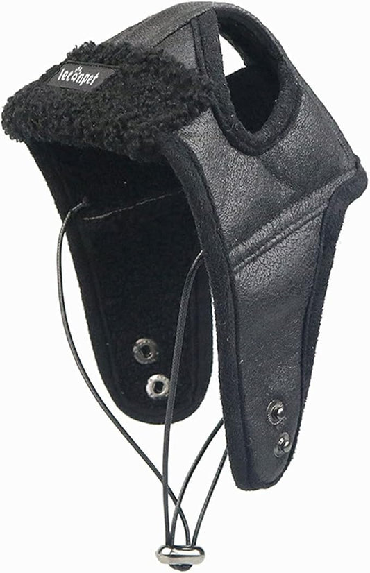 Leconpet Dog Aviator Hat, Dog Winter Pilot Hat with Ear Flaps for Cold Weather (S, Black)