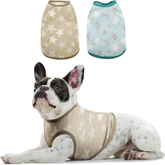 Dog Shirts Quick Dry Summer Cooling Star Printing Dogs T-Shirt,Deep Green+Light Blue XL
