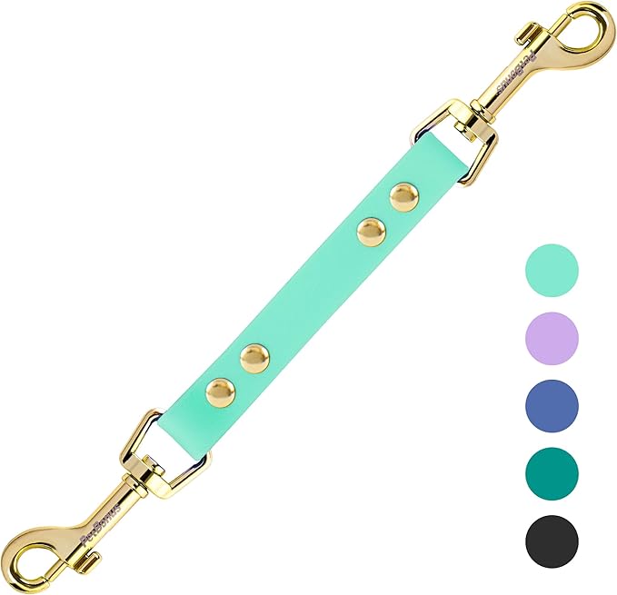 PetBonus Dog Collar Safety Clip, Waterproof Backup Safety Strap for Dog Harness to Prong Collar, Odor Proof Double Ended Clasp Leash Connector for Training Walking (Mint Green)