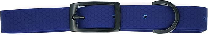 Waterproof Dog Collar, Odor & Chew Proof Adjustable Pet Collars, PVC Coated Durable Nylon Webbing for Small, Medium, Large Dog Breeds (Navy Blue)