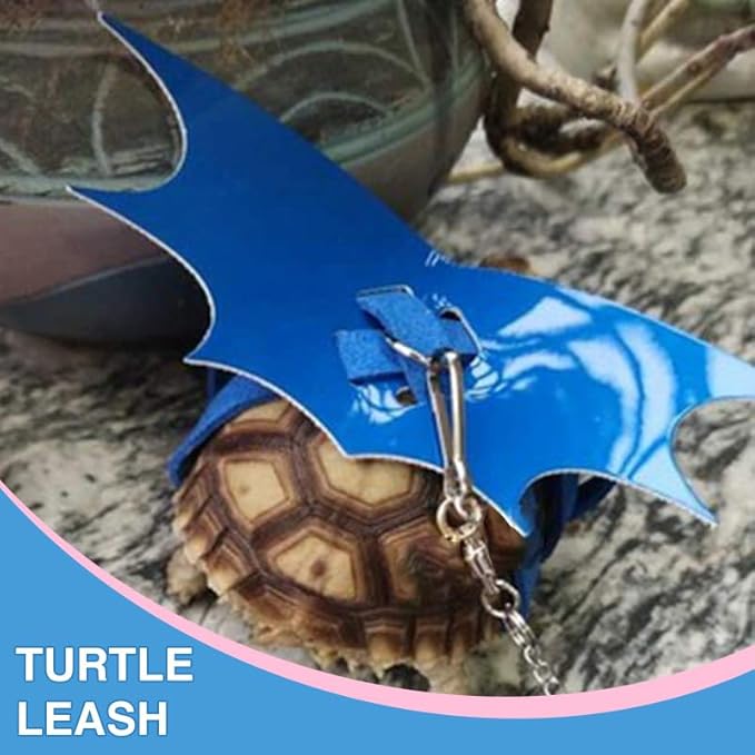 Turtle Harness and Leash with Wings- Harness Strap Chest Collar Adjustable Rope Walking for Turtle Reptile(Blue L
