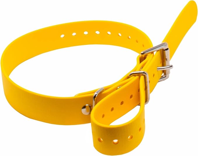 Educator Biothane Dog Collar, Waterproof, Odorproof, Metal Buckle and D Ring, Adjustable for Custom Fit, Cool and Comfortable, for Small, Medium, or Large Dogs, 1-Inch, Yellow