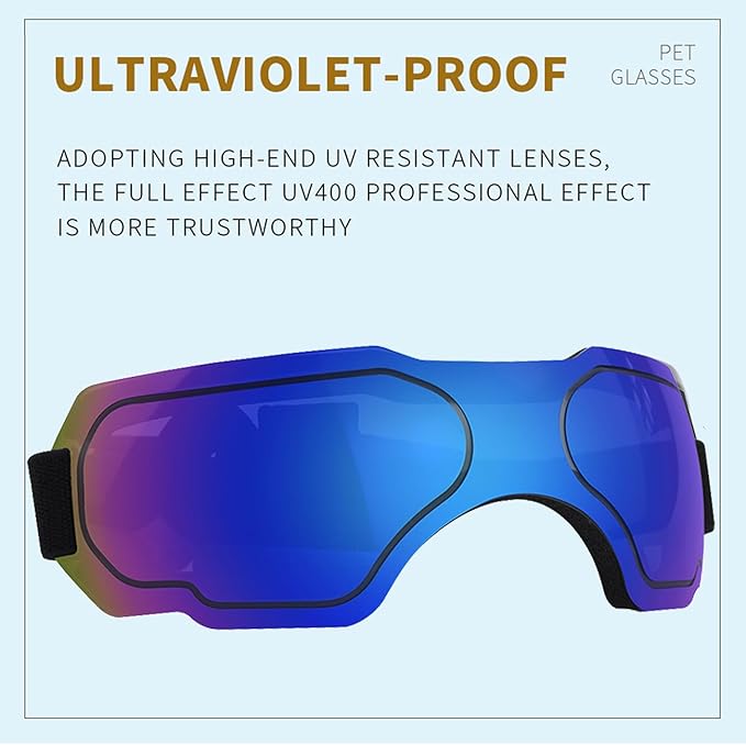 Large Dog Sunglasses with Adjustable Strap, UV Protection, Winproof & Snowproof, Suitable for Large Dogs
