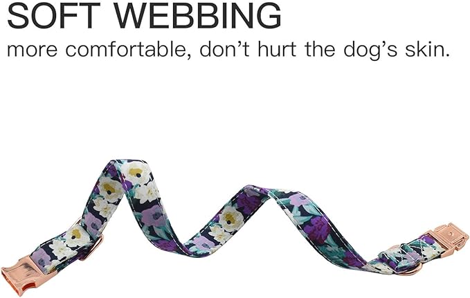 Metal Buckle Dog Collar, Durable Adjustable Dog Collar Soft for Small Medium Large Dogs (S(10-14in), Flower5)