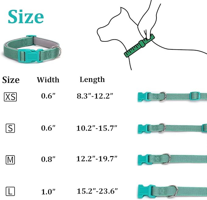 Reflective Dog Collar, Sturdy Nylon Collars with Quick Release Buckle, Adjustable Dog Collar for Puppy and Small Medium Large Girl and Boy Dogs (Hot Pink, Small)
