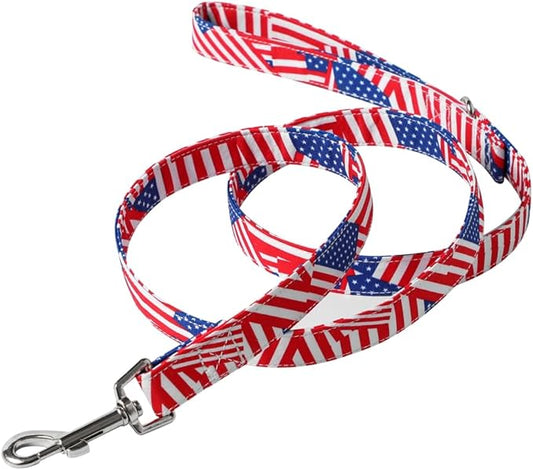 American Flag Dog Leash - Premium Nylon, Durable & Comfortable, 360° Rotating Metal Clip, Anti-Tangle Design, Ideal for Small to Medium Dogs (Leash S)