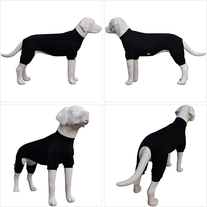 LoveLongLong Dog Jumpsuit with UV Protection and Quick-Dry Fabric for Spring Summer Pet Pajamas Black S