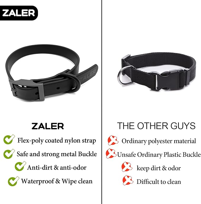 ZALER Waterproof Dog Collar, Adjustable Odor Proof Dog Collars Easy to Clean, Soft Comfortable Pet Collars for Large, Medium Small Dogs (XS, Black, 1pc)
