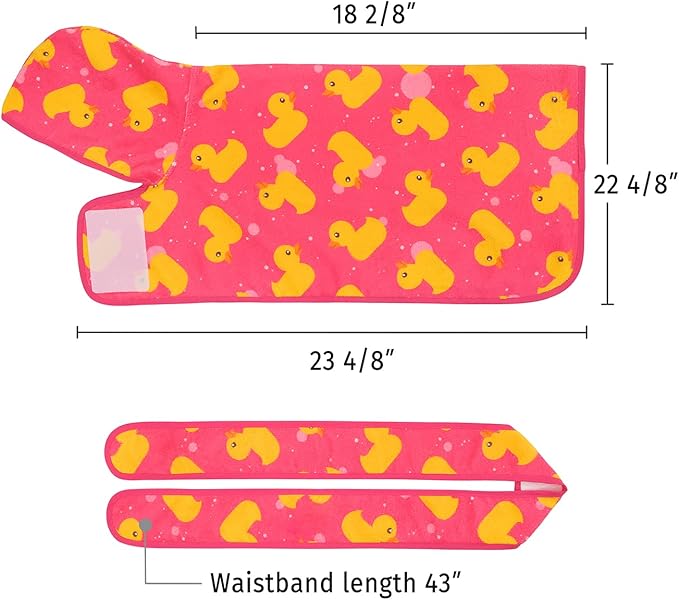 HDE Dog Bathrobe Super Absorbent Quick Drying Towel with Hood for All Dog Breeds Sizes S-XXL - Pink Rubber Ducks - S