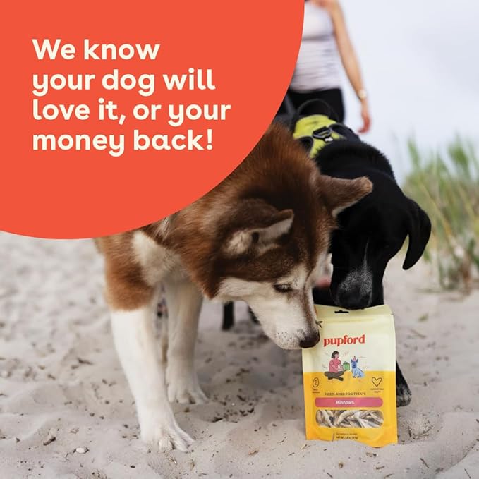 Pupford Freeze Dried Minnows for Dogs & Puppies - Healthy, Natural, Single Ingredient Dog Treats - Made in USA (2.8 oz)