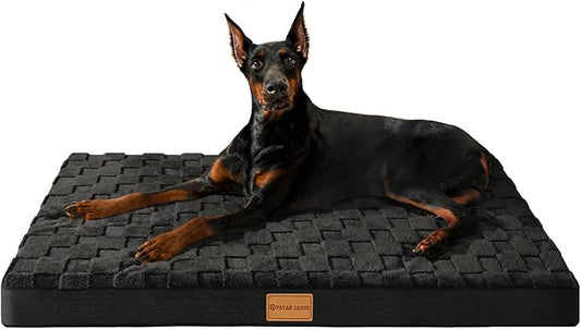 Patas Lague Orthopedic XL Dog Bed for Large Dogs 42''X28'', Waterproof Soft Warm Comfortable Egg Crate Foam Big Large Pet Beds Mat with Removable Washable Cover and Nonskid Bottom, Black