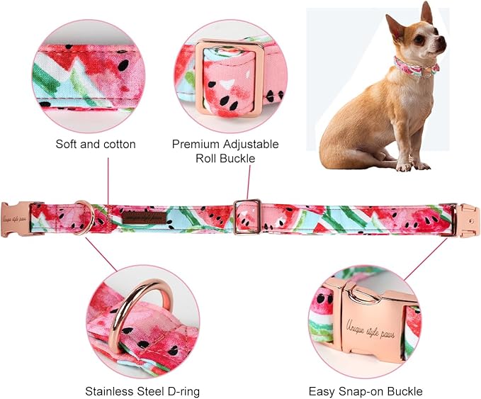 Unique style paws Dog Collar Metal Buckle Watermelon Collar Gift Durable Cute Collar for Small Medium Large Boys Girls Dogs