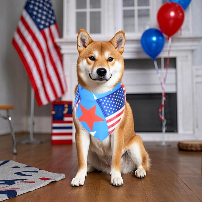 100PCS 4th of July Memorial Day Dog Bandanas Bulk for Small Medium Dog Patriotic American Flag Bandana Boy and Girl Scarves Independence Day Parties Parades Grooming Accessories