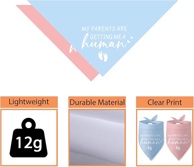 My Parents are Getting Me a Human Dog Bandana - Gender Reveal Gifts, Pregnancy Announcement, Baby Announcements Ideas, Photo Prop for Large Medium Small Dogs - 2 Packs