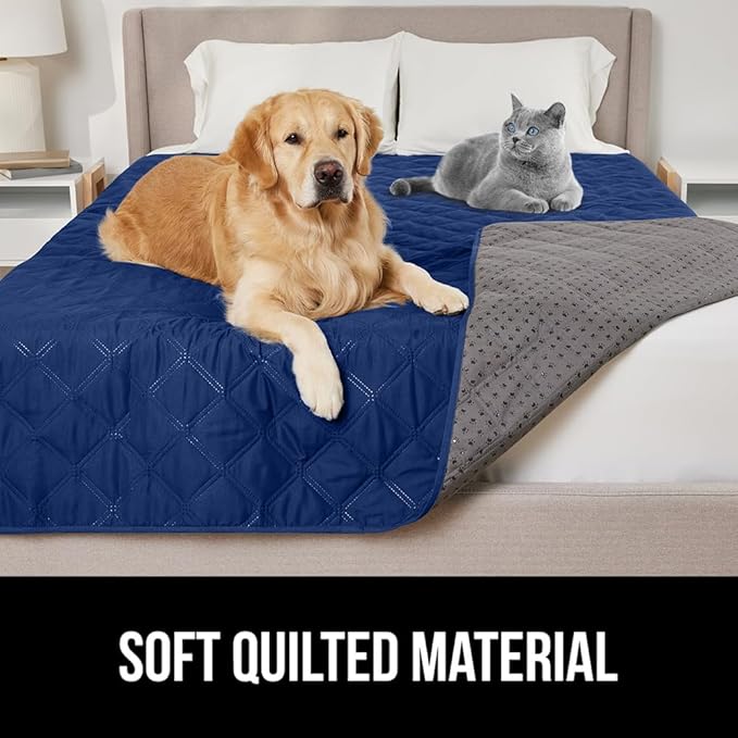 GORILLA GRIP Waterproof Dog Bed Cover 68x82, Pet Blanket for Furniture, Sofa, Couch, Crate, Car, Sofa Throw Essential for Cats and Dogs, Tear and Slip Resistant Leakproof Cushion Cover, Navy Blue