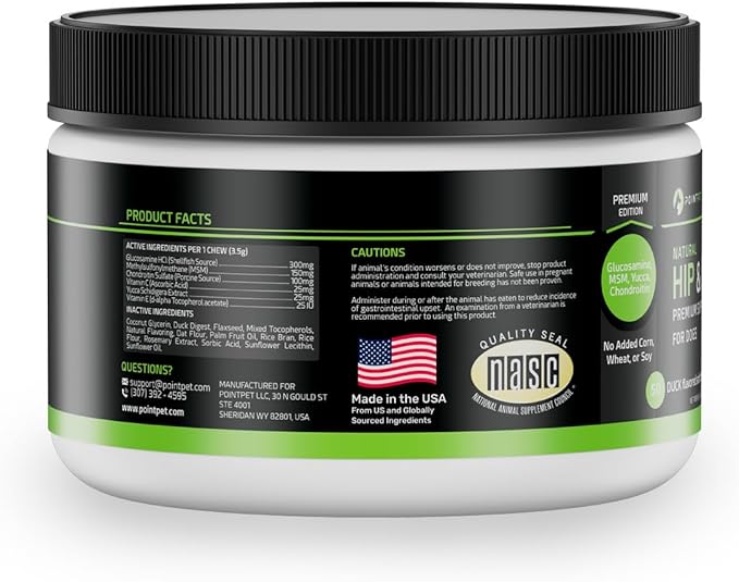 PointPet Glucosamine for Dogs, 50 Count - Hip & Joint Supplement - Dog Mobility Soft Chews Vitamin C & E - Flavour Duck and Pumpkin, Peanut Butter Formula