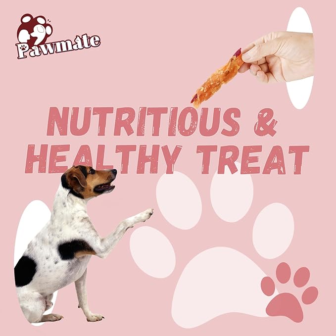 Dog Treats, Double Sweet Potato Chicken Jerky Wrapps Healthy Rawhide-Free Dog Treats Chicken Jerky Low Fat High Protein Snacks Chewy for Small Medium Large Dogs 12-15 Counts