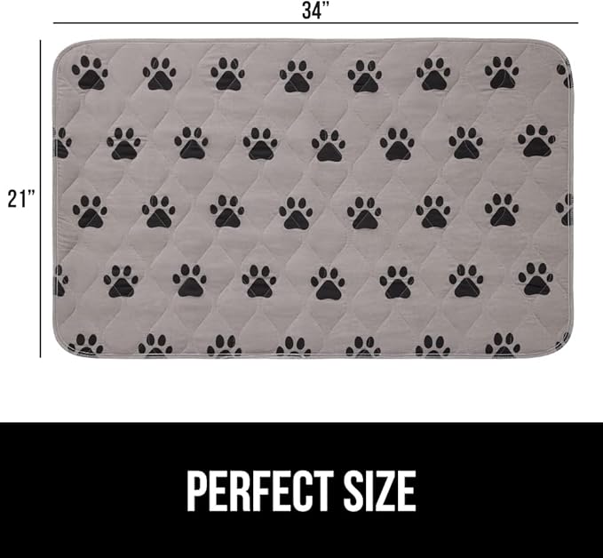 GORILLA GRIP Washable Puppy Pads, 34x21 Pack of 2, Slip Resistant Dog Crate Mat, Waterproof Cloth Pee Pad for Training Puppies in Playpen, Reusable Pet Incontinence Blanket, Protects Sofa, Furniture