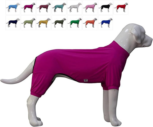 LoveLongLong Dog Jumpsuit with UV Protection and Quick-Dry Fabric for Spring Summer Pet Pajamas Purplish red L