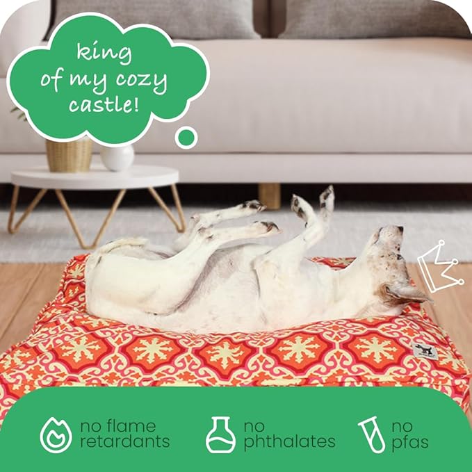Molly Mutt Medium to Large Dog Bed Cover - Papillon Print - Measures 27”x36”x5’’ - 100% Cotton - Durable - Breathable - Sustainable - Machine Washable Dog Bed Cover
