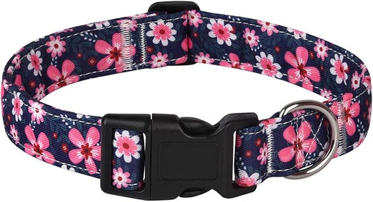 Dog Collar, Adjustable Dog Collar for Small Medium Large Dogs, Cute Puppy Collar for Boy and Girl Dogs, Cute Design for Boys Girls Male Female Dog Pet Collar(Big Pink Floral,M)