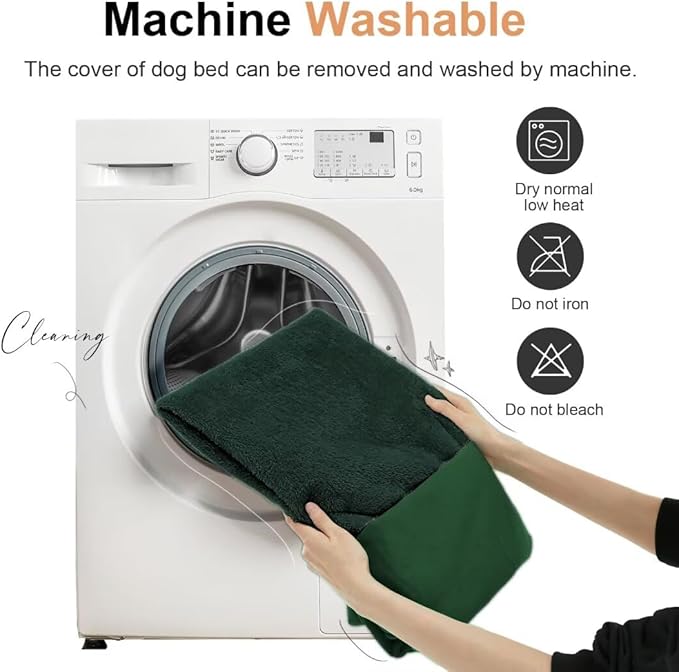 Large Dog Bed Orthopedic Washable: Beds Bolster XXL Bed Big XLarge Dogs Egg Crate Foam Sofa Couch Waterproof Removable Cover - Emerald