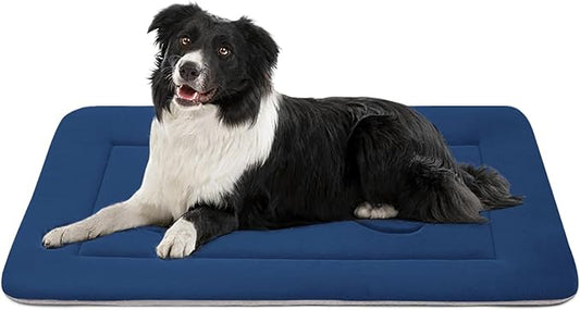 JoicyCo Dog Bed Soft Dog Crate Pad Mat for Medium/Large Dogs 36 in Non-Slip Bottom Washable Dog Sleeping Mattress Pet Beds Cat Beds Kennel Pads, Dark Blue