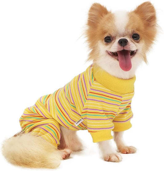 LOPHIPETS Dog Pajama Onesie for Small Chihuahua Yorkie Puppy Cat Clothes Apparel-Yellow/S