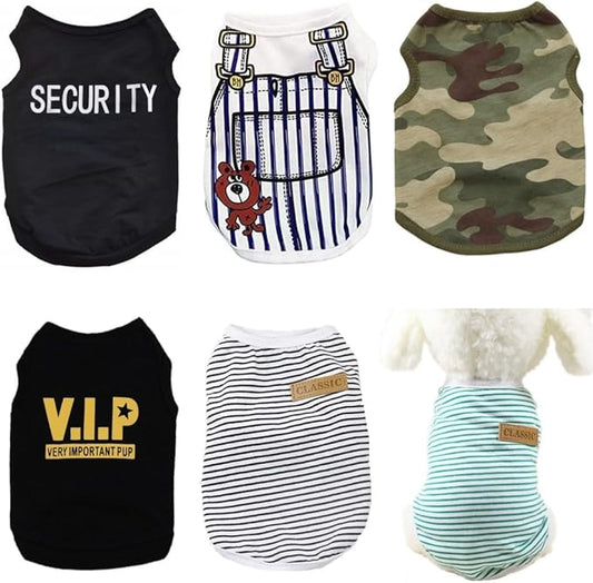Small Dog Clothes for Boys Dogs Shirts Cat T Shirts Security French Bulldog Clothes Cute Oufits Doggy Apparels Yorkie Costume