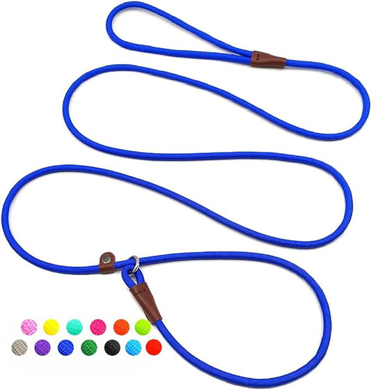 MayPaw Slip Lead Control Leash for Dogs No Pull, 13+ Colors Classic 7 FT Pet Dog Slip Leash, 1/4” Rope Leashes for Small Medium Animals (7ft*1/4", Dark Blue)