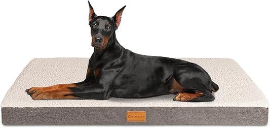 Patas Lague Orthopedic Jumbo Dog Bed for Extra Large Dogs 56''X40'', Soft Comfortable Waterproof Egg Crate Foam Jumbo Pet Beds Mat with Removable Washable Cover, Ivory