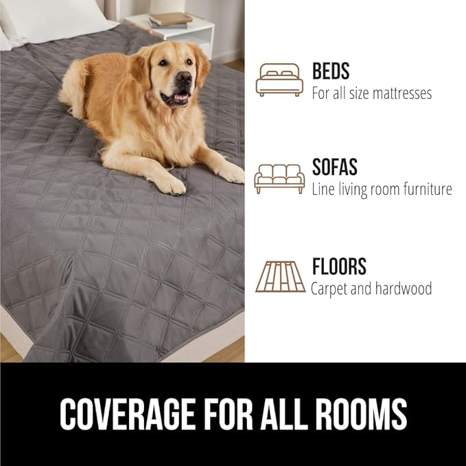 GORILLA GRIP Waterproof Dog Bed Cover, Pet Blanket for Furniture, Sofa, Couch, Crate, Car, Sofa Throw Essential for Cats and Dogs, Tear and Slip Resistant Leakproof Cushion Cover, 40x50 Charcoal
