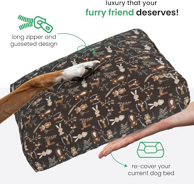 Molly Mutt Small Dog Bed Cover - Gorgeous Beasts Print - Measures 22”X27”X5’’ - 100% Cotton - Durable - Breathable - Sustainable - Machine Washable Dog Bed Cover (Dd72a)