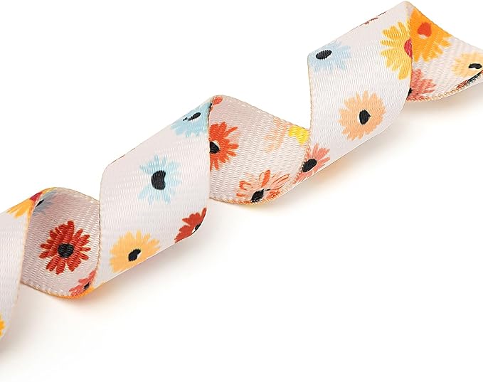 Adjustable Dog Collar with Patterns, Ultra Comfy Soft Nylon Breathable Pet Collar for Small Medium Large Dogs (L, Floral Daisy)