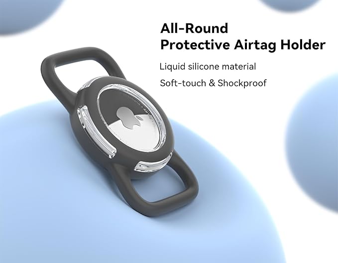Waterproof Airtag Dog Collar Holder, Silicone & ABS Airtag Holder for Dog & Cat Collars, Ultra-Durable, Lightweight and Protective Airtag Case (Black & Rose, Regular)