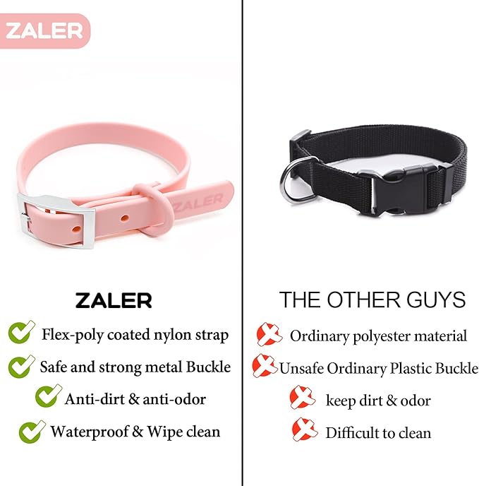 ZALER Waterproof Dog Collar, Adjustable Odor Proof Dog Collars Easy to Clean, Soft Comfortable Pet Collars for Large, Medium Small Dogs (Pink, L(Length:15.7''-19.7''; Width:1''))