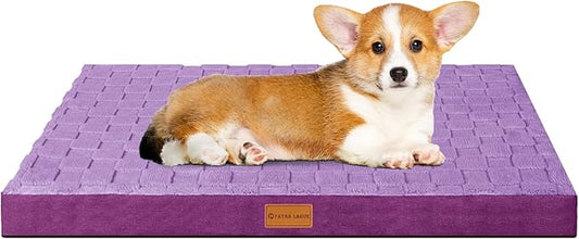 Patas Lague Orthopedic Dog Bed for Small Dogs, Waterproof Soft Warm Comfortable Egg Crate Foam Small Pet Beds Mat with Removable Washable Cover and Nonskid Bottom, 20''X15'' Purple