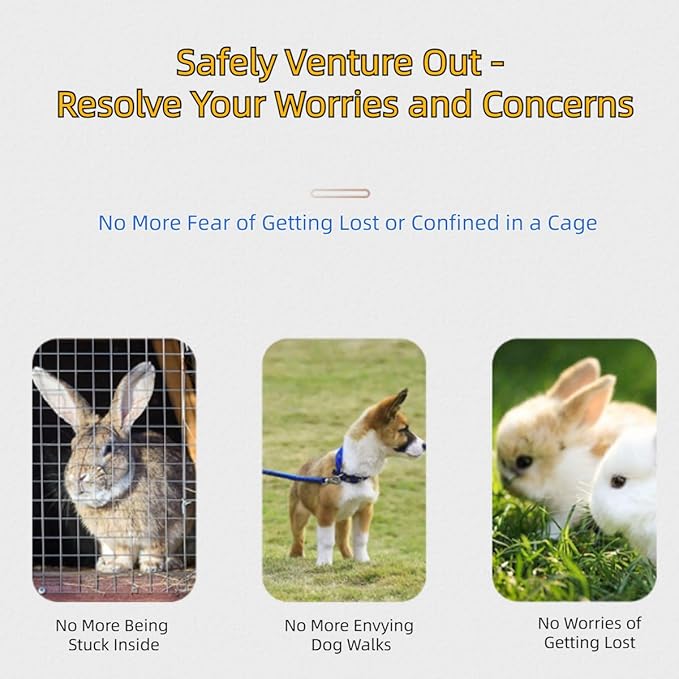 Rabbit Harness and Leash Set - Adjustable Escape-Proof Training and Walking Gear for Guinea Pigs Bunnies Chinchillas Hamsters Ferrets Rats Kittens and Small Dogs Puppies Cats (Orange Red,XL)