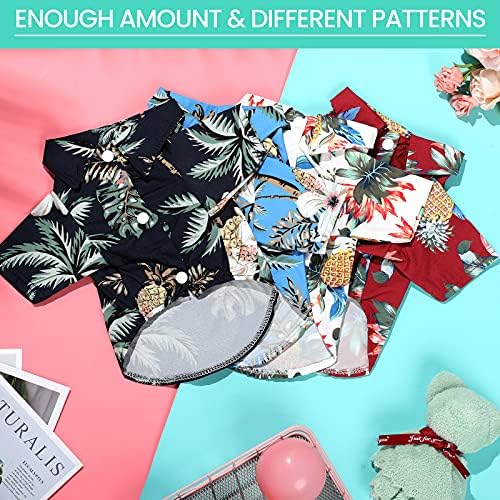 Weewooday 4 Pieces Pet Summer T-Shirts Hawaii Style Floral Pet Dog Shirt Breathable Cool Clothes Beach Seaside Puppy Sweatshirt for Small Puppy(Cute Style,Medium)