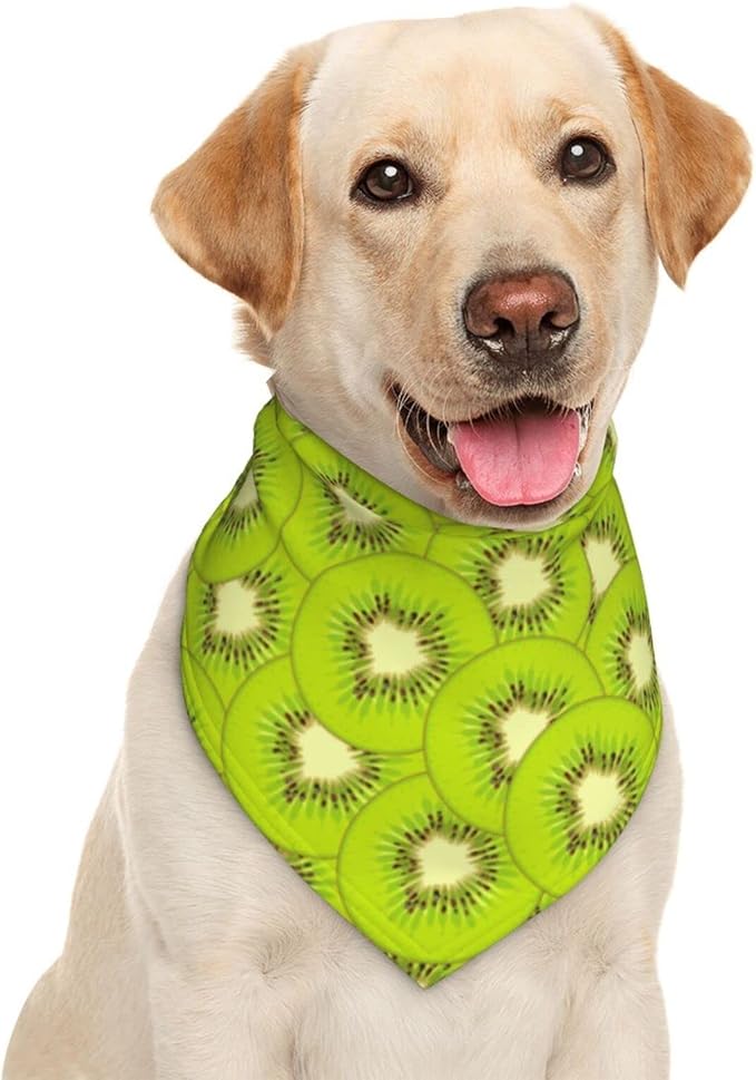 Kiwi Fruit Texture Dog Bandana Scarf Triangle Bibs Pet Accessories Cat Kerchief