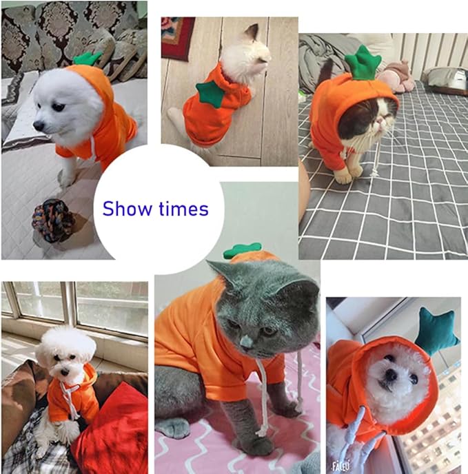 ANIAC Funny Pet Clothes for Small Dog Cat Carrot Hoodies Warm Sweatshirt Coat With Fruit Hood Fall Puppy Cat Sweater Halloween Easter Carrot Costume (Orange, X-Small)