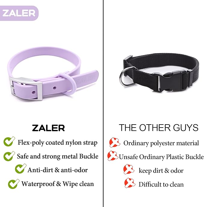 ZALER Waterproof Dog Collar, Adjustable Odor Proof Dog Collars Easy to Clean, Soft Comfortable Pet Collars for Large, Medium Small Dogs (Lilac Purple, XL(Length:18.3''-24.2''; Width:1''))